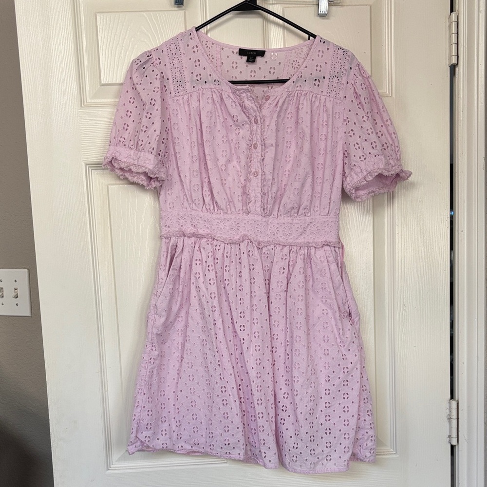 J. Crew Light Pink Eyelet Mini Dress